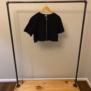 Black Zipper T-shirt- cropped